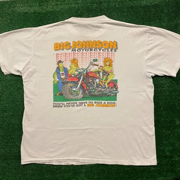 Big Johnson Motorcycles Vintage 90s Sex Humor T-Shirt - Picture 4 of 6
